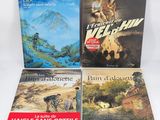 four books of french novels, including the adventures of the little girl and the man who lived in the mountains