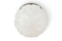 SUSPENSION boule en verre moulé, monture en métal argenté. (photo 2)