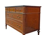 an image of a wooden dresser with marble top