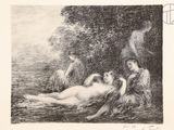 an image of a drawing of a woman laying on the ground next to a man