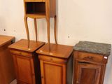 several pieces of furniture are sitting in a room that is being remodeled
