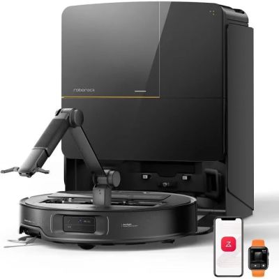 an image of a robotic vacuum cleaner with a remote control