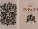 an open book with a drawing of a group of people on it