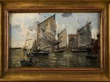 une image d'une peinture de bateaux dans l'eau