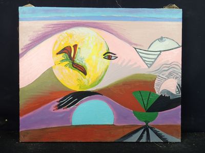 un tableau représentant un oiseau volant dans le ciel