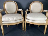 pair of louis xvi style cane back armchairs
