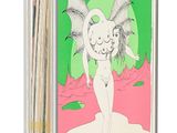 une photo d'un livre sur lequel figurent une femme et un dragon