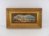 une vieille photo représentant un tableau de fleurs dans un cadre doré