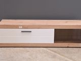 une photo d'un meuble TV blanc et en bois