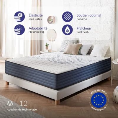 le matelas se trouve au milieu de la pièce et est recouvert d'une multitude d'informations
