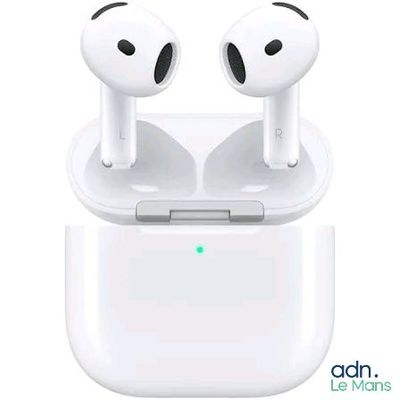 a pair of airpods sitting on top of an apple airpods case