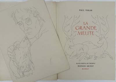 two books with drawings of a man and a dog on them