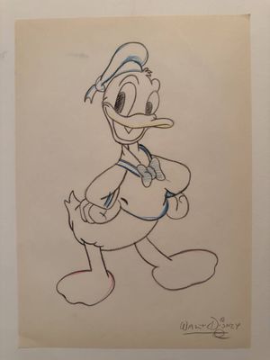 an image of a drawing of donald duck in a sailor ' s outfit