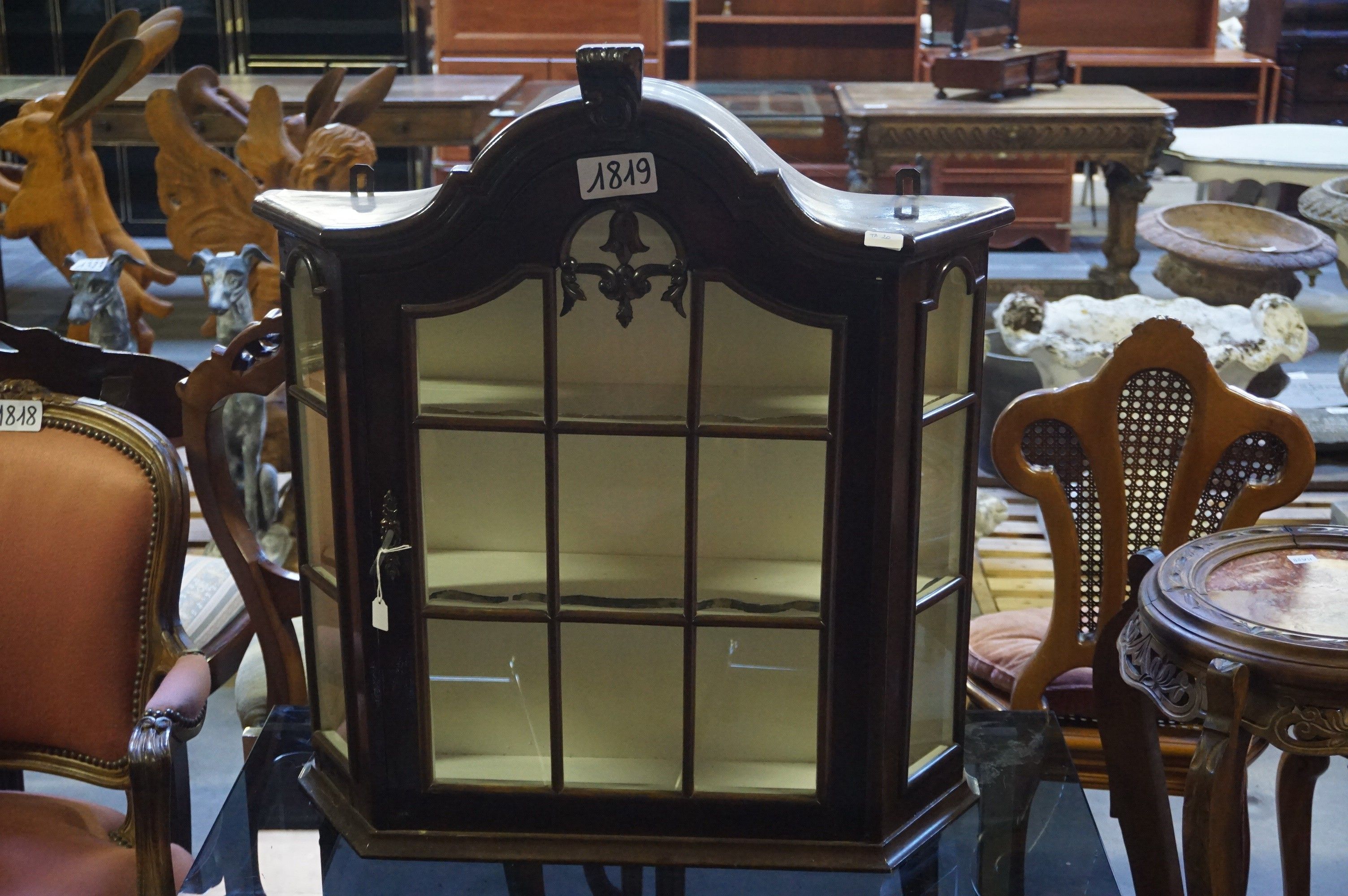 Vitrine suspendue hollandaise - acajou - H : 74 cm