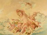 une image représentant un tableau où l'on voit une femme sur un bateau au milieu de l'eau