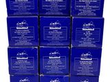 a stack of six boxes of blue soap sitting on top of each other