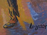an oil painting of a woman in a yellow dress holding a umbrella