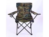 the folding chair has a camo pattern on the back of it