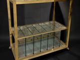 an image of a wooden shelf with glass shelves on it