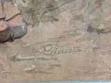 a painting of a woman sitting on a bench