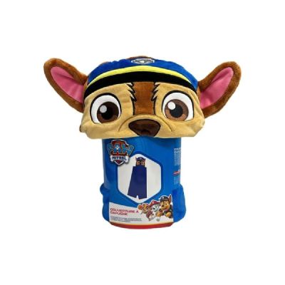 La peluche de la Pat' Patrouille porte un t-shirt bleu et une casquette bleue