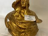 pair of antique brass figurines of a woman and a man