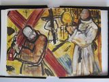 une photo d'un tableau représentant un homme portant une croix