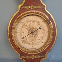 Ancien baromètre-thermomètre mural en bois sculpté de style … (photo 2)