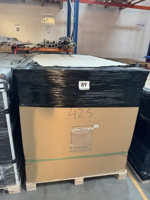 a large box that is sitting on a pallet in a warehouse
