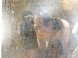 un tableau représentant un cheval debout à côté d'un autre cheval