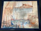 une image d'un tableau représentant un bateau dans l'eau