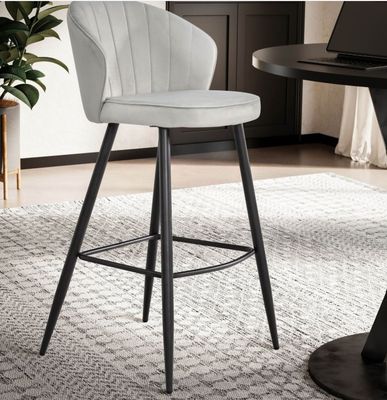 Lot de 2 chaises de bar en velours gris clair et noir, 56x52…