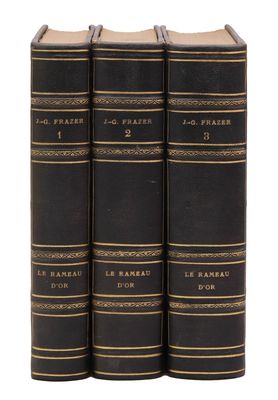 a set of three black books sitting on top of each other