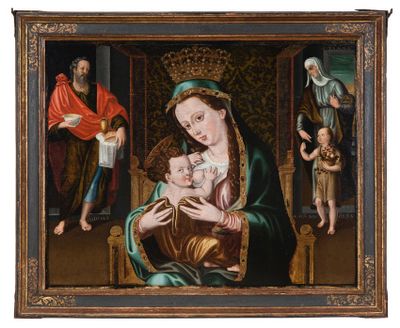 une image d'une peinture représentant une femme tenant un bébé