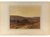 an image of a painting of a landscape with hills in the background
