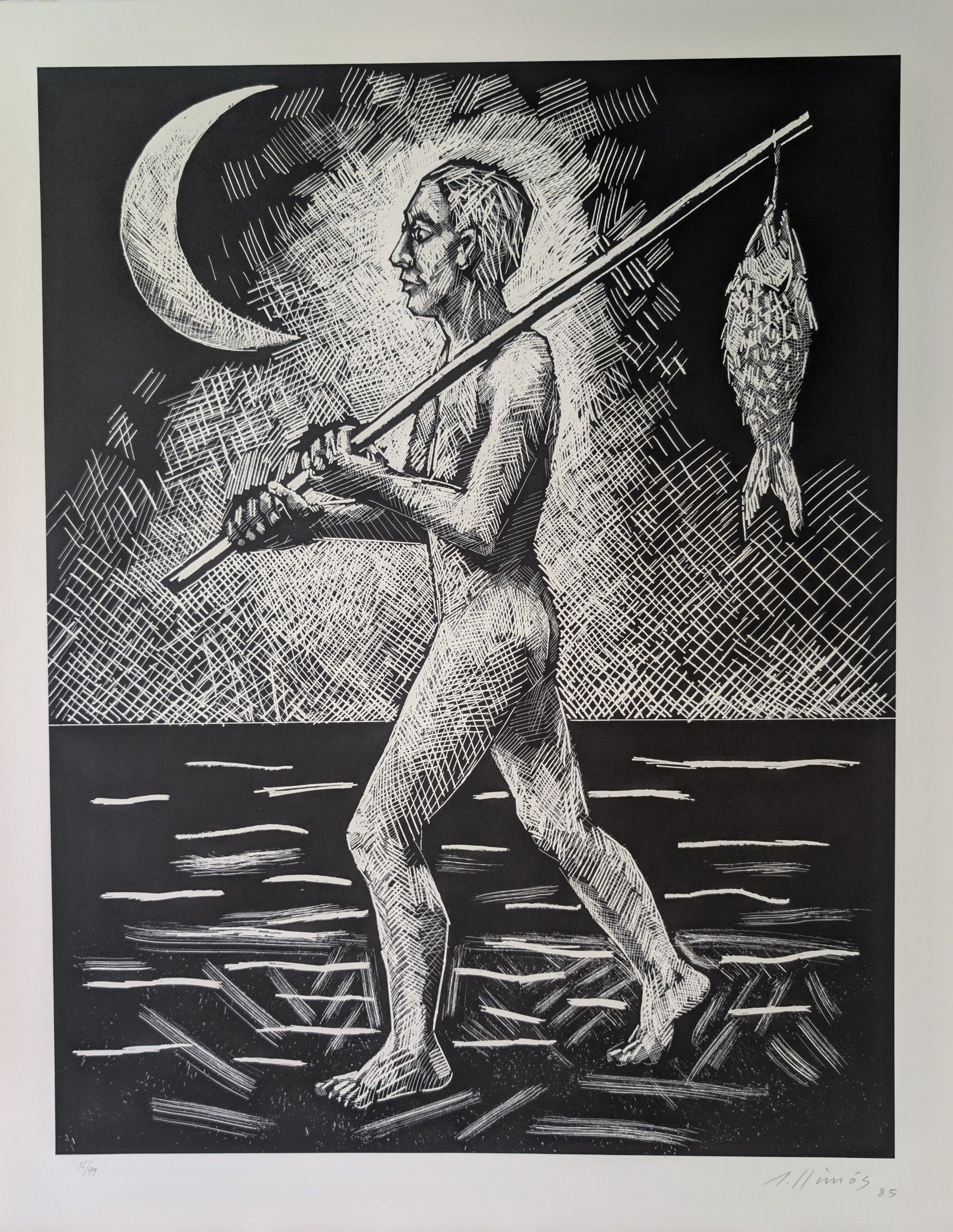 Robert LLIMOS (né en 1943) Pêche au clair de lune, 1985