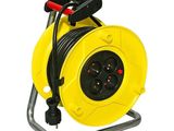 a yellow hose that is connected to a black and red cord