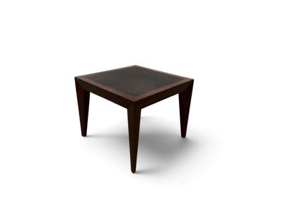 une image d'une petite table avec un plateau en verre sur un fond blanc