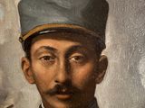 painting of a man in a military uniform with a mustache and moustache