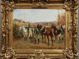 une image représentant un tableau où l'on voit un groupe de personnes à cheval