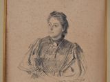 drawing of a woman sitting in a chair with her arms crossed