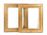 pair of antique gold picture frames isolated on white background