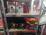 a shelf with many different toys on it in a store