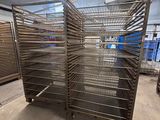 many racks of food that are on the floor