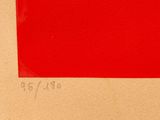 an image of a painting of a red square on a beige background