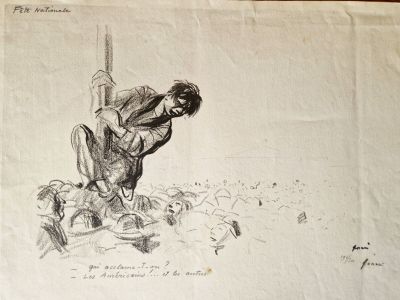 dessin représentant un homme à cheval, une épée à la main
