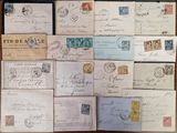 many different types of old envelopes on the table