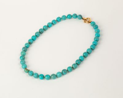Collier en choker de perles imitation turquoise (10 mm) ferm…
