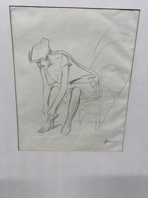 JEAN-LOUIS FORAIN Femme attachant ses souliers, pierre noire…