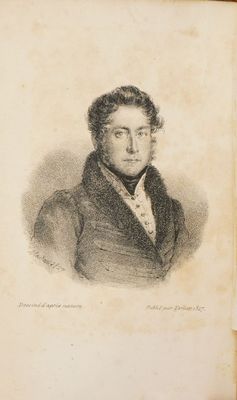 an old book with a drawing of a man in a suit and bow tie